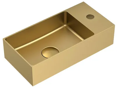 Produktbild von AURUM Edelstahl-Waschtisch, 36,5x18cm, inklusive Ablauf ,Gold matt
