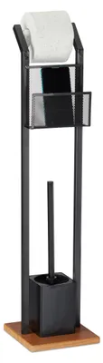 Obrázok produktu pre Relaxdays 10024628, Záchodová kefa s držiakom, Čierna, MDF, Plast, 185 mm, 185 mm, 780 mm