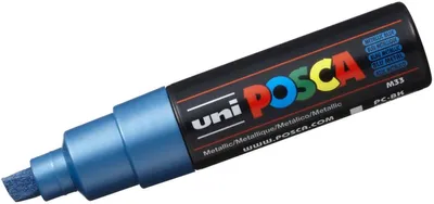 Obrázok produktu pre Univerzálny fix na farby Uni Posca PC-8K, 8 mm, modrá metalická, balenie 6 kusov