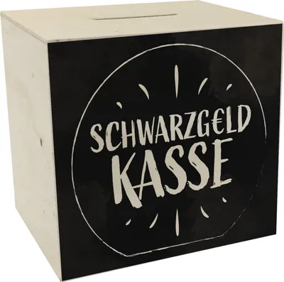 Produktbild von Spardose aus Holz für Taschengeld mit lustigem Spruch - Schwarzgeld Kasse