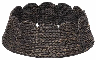 Obrázok produktu pre vidaXL Vianočný obojok na stromček, okrúhly, čierny, priemer 105 x 28 cm, materiál: vodná hyacinta