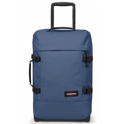 Produktbild von Eastpak Reisetasche Tranverz S, 51x32x24 cm, Kabinengröße, Powder Pilot blau, 100% Polyester, mit TSA-Zahlenschloss, 2 Rollen, Kompressionsriemen, 2 Fächer, zusammenfaltbar, 100% vegan