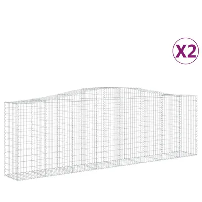 Produktbild von vidaXL Gabionen mit Hochbogen 2 Stk. 400x50x120/140cm Verzinktes Eisen