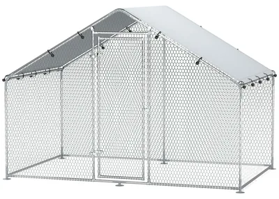 Produktbild von PawHut Hühnerstall Freilaufgehege 3x1,7x1,9 m mit Schloss Dach Verzinkter Stahl