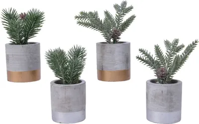 Produktbild von Tanne künstlich im Betontopf 6x14cm grau / grün, 1 Stück sortiert