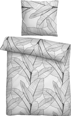 Produktbild von Traumhaft schlafen - Castell - Markenbettwäsche Mikrofaser Seersucker Bettwäsche 0260997 BLÄTTER color: sturmgrau, size: 1x 135x200 cm + 1x 80x80 cm