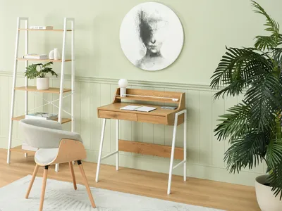 Image de Bureau minimaliste RENO - blanc / chêne
