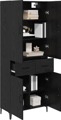Immagine prodotto di vidaXL Credenza nera look rovere 69,5 x 34 x 180 cm materiale a base di legno