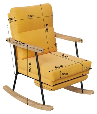 Obrázek produktu pro Houpací křeslo, nastavitelná opěrka nohou, ergonomický design, hnědožlutá barva