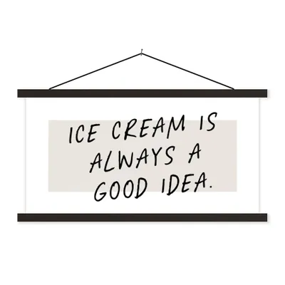 Produktbild von MuchoWow® Textilposter Sprichwörter - Eiscreme ist immer eine gute Idee - Zitate 150x75 cm mit schwarzem Rahmen - Posterleiste