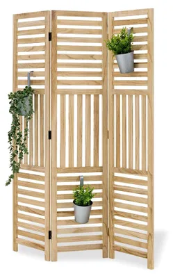 Produktbild von 3-teiliger Paravent Raumteiler aus Holzlamellen Natur 170x120 cm freistehend