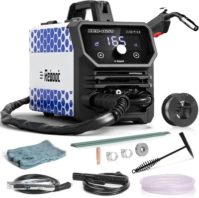 Imagen del producto de Máquina de soldadura MIG de 165 amperios, multifunción 4 en 1: soldadura MIG sin gas, soldadura TIG y soldadura MMA, con pantalla LED