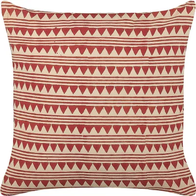 Produktbild von BELIANI Dekokissen Rot und Beige Baumwolle 45 x 45 cm Bezug mit Füllung Reißverschluss Geometrisches Muster Boho Wohnzimmer Schlafzimmer Deko für Bett