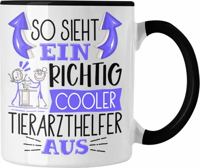 Produktbild von Trendation - So Sieht Ein Richtig Cooler Tierarzthelfer Aus Tasse Geschenk für Tierärzte Geschenkidee Spruch (Schwarz)