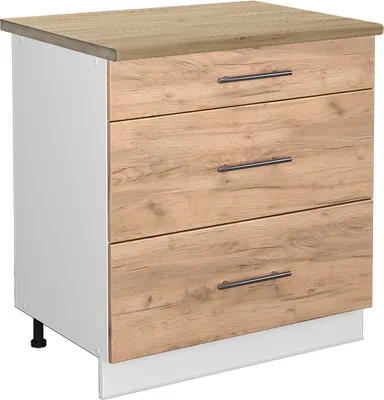 Produktbild von Küchenunterschrank Vicco Fame-Line Goldkraft Eiche 80 cm mit 3 Schubladen, AP Eiche, Model 46855