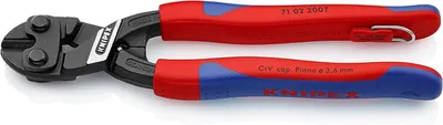 Produktbild von Knipex 71 02 200 T, Bolzenschneiderzange, 5,2 mm, 62 HRC, Chrom-Vanadium-Stahl, Kunststoff, Blau, Rot
