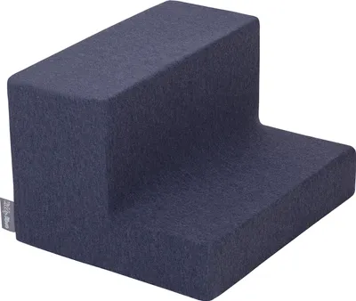 A dark blue foam play structure with an L-shaped profile, designed for children.