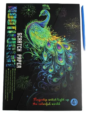 Obrázok produktu pre Škrabacie obrázky páv noctilucent 28,5x21cm