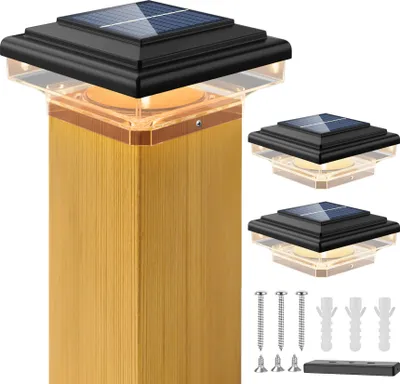 Produktbild von Forever 2 Stück Solar Pfostenleuchten, 8LED Solarleuchten für Außen Solar Zaunpfosten Lampe für hölzerne Pfosten, Plattform, Patio, Zaun beleuchtung