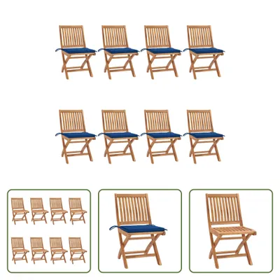 Produktbild von The Living Store Klappbare Gartenstühle mit Kissen 8 Stk. Massivholz Teak