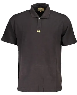 Produktbild von Herren Kurzarm-Polo schwarz mit Stickerei – Regular Fit & 1 Knopf