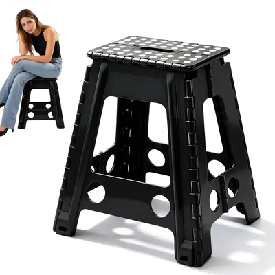 Zdjęcie produktu dla Taboret składany 45 cm, 150 kg udźwigu, czarny, do użytku na zewnątrz
