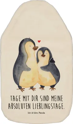 Produktbild von Mr. & Mrs. Panda Wärmflasche Pinguin umarmen - Weiß - Geschenk, Wärmekissen, Hochzeit, gummi, Hochzeitsgeschenk, Wärmflaschen, Hochzeitstag, Plüsch, Liebe, Bettflasche