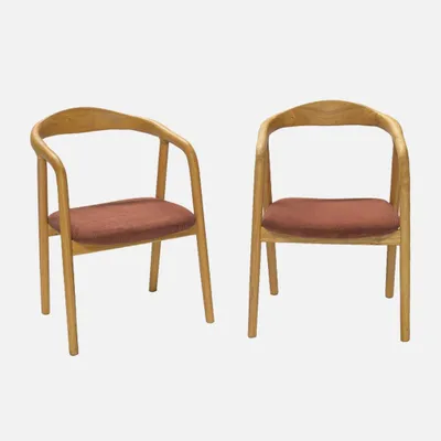 Produktbild von sweeek - 2er-Set Vintage-Sessel aus Heveaholz und Cord - Natur