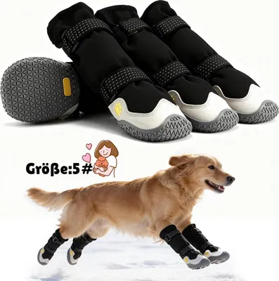 Produktbild von MODFU Pfotenschutz, Hundeschuhe 4er Set, Pfotenschutz, Wasserdicht & Warm, rutschfeste Hundesocken, Haustier Schuhe, Outdoor, Winter, Schutz für Pfoten, Hundeaccessoires, 5#