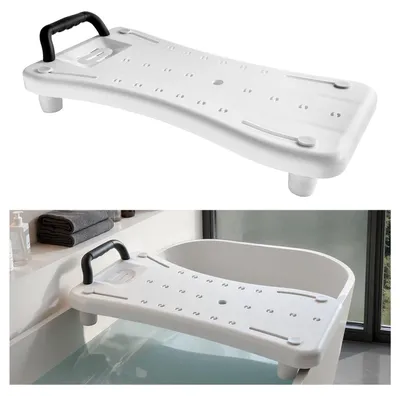 Zdjęcie produktu dla Deska do wanny – siedzisko do wanny – nośność 150 kg – do wanien o szerokości 41–62 cm – antypoślizgowe nóżki – z uchwytem – dla seniorów i osób niepełnosprawnych