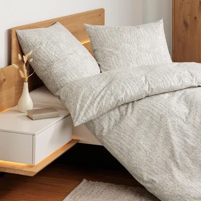 Produktbild von Janine Soft-Baumwolle Bettwäsche Cortina 71000 natur grau 155x220 cm + 80x80 cm