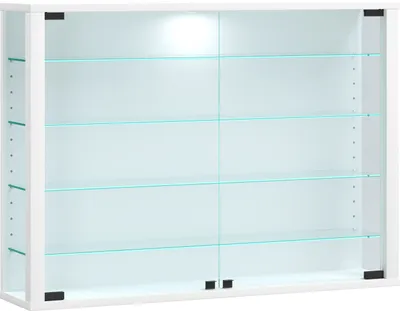 Produktbild von VitrosaL Vitrinenschrank wandhängend 2 Glastüren weiß.