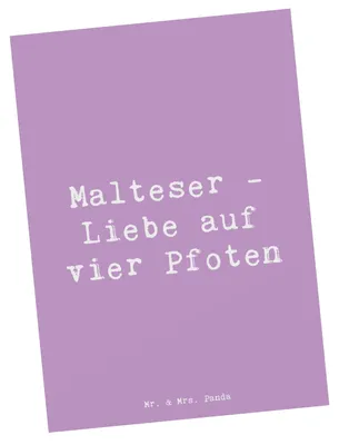 Produktbild von Mr. & Mrs. Panda Postkarte Spruch Malteser Liebe - Lavendeltraum - Geschenk, Hunderassen Pflege, Ansichtskarte, Eigenschaften, Lebensgefühl, treuer Begleiter, Hunde