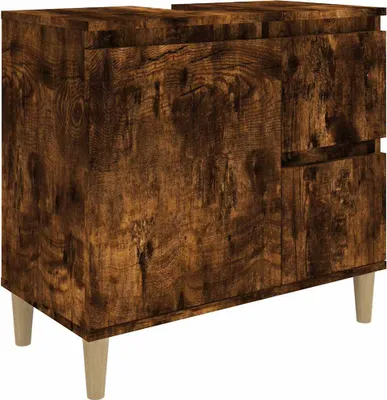 Obrázek produktu pro vidaXL Koupelnová skříňka Smoked Oak 65x33x60 cm Materiál dřeva