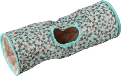 Produktbild von Dehner Rascheltunnel Tube, ca. 45 x 15 cm, Nylon/Plüsch, hellblau/beige/grau