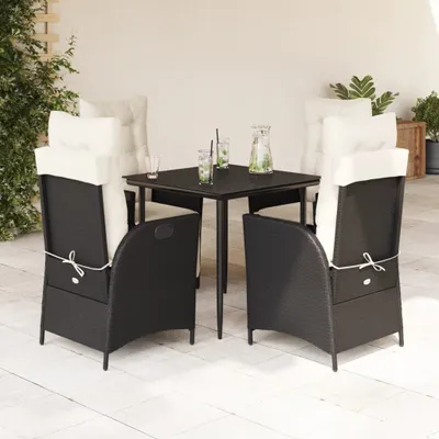 Produktbild von Schlichtes Gartenmöbel Set Balkonmöbel-Set 5-tlg. Garten-Essgruppe mit Kissen Schwarz Poly Rattan - Gartenmöbelgarnituren DE5621005 3parcel