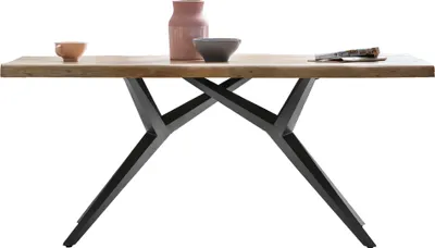 Produktbild von TPFLiving Tisch 220x100 cm Platte Mango, Gestell Metall Platte natur, Gestell antikschwarz