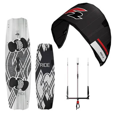 Produktbild von F2 Set Kite Ride V5 5qm + Kiteboard Ride White Icon 137cm + Control Bar 46cm