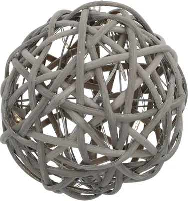 Image de Boule de rotin décorative illuminée avec 10 LED - Ø 15 cm - Boule avec minuterie / blanc chaud