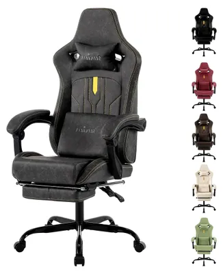 Produktbild von Gaming Stuhl Computerstuhl Ergonomischer Gaming Chair mit Fußstütze Bürostuhl mit Lendenwirbelstütze Grau
