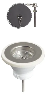 Immagine prodotto di Valvola di scarico per lavello con griglia in acciaio inox ø60 mm con tappo - Wirquin