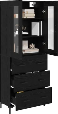 Immagine prodotto di vidaXL Credenza 2 pezzi in materiale a base di legno effetto rovere nero