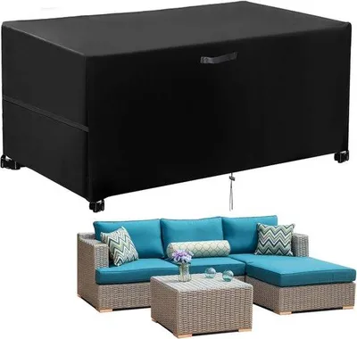 Productafbeelding van Famanu beschermhoes voor tuinmeubels - Winterbestendig, waterdicht, UV-bestendig, zwart, 180 x 120 x 74 cm
