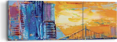 Produktbild von Bild auf Leinwand - Leinwandbild - 3 Teile - Stadt Brücke pastos - 90x30cm - Wand Bild - Wanddeko - Wandbilder - Leinwanddruck - Bilder - Wanddekoration - Leinwand bilder - Wandbild - CA90x30-4392