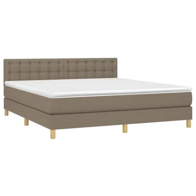 Image de vidaXL Lit boxspring avec matelas Taupe 160x200 cm Tissu