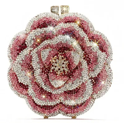 Produktbild von YEMESYAS Abendtasche Damen Mode AAA Strass Metall Kette Clutch Tasche, rose