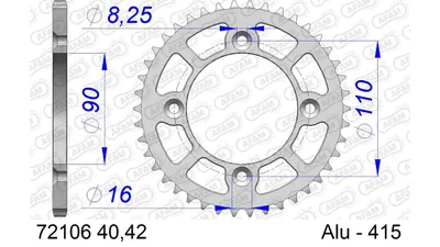 Image de Alu-Kettenrad AFAM 415 - 46Z (Silber) 72106-46 ID 90 LK 110 4-Loch