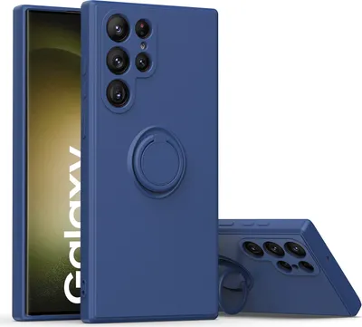 Produktbild von Samsung S23 Ultra Handyhülle, Ring Halter Ständer Kratzfeste Weiche Silikon schutzhülle für Samsung Galaxy S23 Ultra Blau