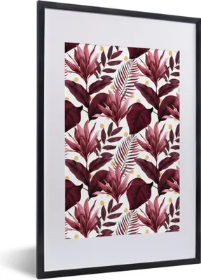 Produktbild von MuchoWow® Gerahmtes Poster Tropisch - Blätter - Lila 40x60 cm - Poster mit Schwarzem Bilderrahmen Wandposter Rahmen Foto Bilder - Poster in Rahmen