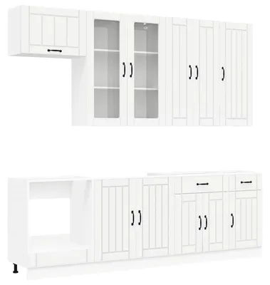 Image de vidaXL Ensemble de cuisine LUCCA, 8 pièces, blanc, matériau de bois